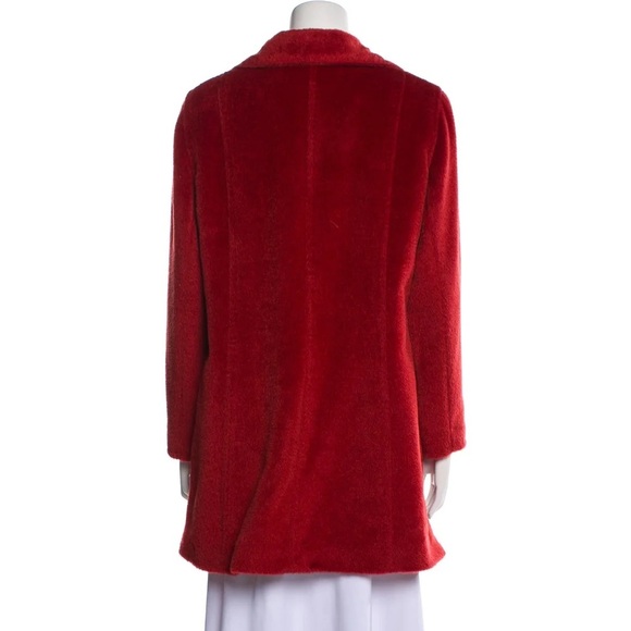 Cinzia Rocca Baby Alpaca Wool Red Hidden Button Placket Pointed Collar Coat 10 - Picture 3 of 12